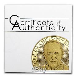 2016 Cook Islands 1/10 oz Gold Pope Francis 80th Birthday Proof SKU #104544
