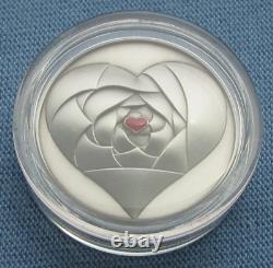 2016 Cook Islands $1 Rose in Your Heart 1/2 oz. 999 Silver Coin with box & COA