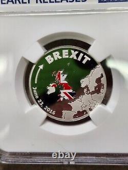 2016 Cook Islands $1 Silver Brexit Coin PF69 Ultra Cameo NGC Early Rel