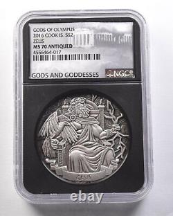 2016 Cook Islands 2 Dollars Silver Gods Of Olympus Zeus MS70 Antiqued NGC 7864