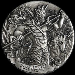 2016 Cook Islands 2 Ounce Antiqued Silver Gods of Olympus Part I -4 Coin Set OGP