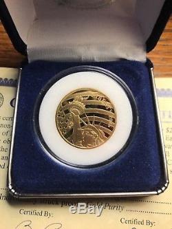 2016 Cook Islands $25 1/2 oz. 24 Pure Gold Statue Of Liberty Coin