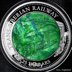 2016 Cook Islands $25 TRANS-SIBERIAN RAILWAY Mother of Pearl 5oz silver coin