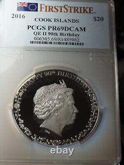 2016 Cook Islands 3 Ounce. 999 Silver Qe II 90th Birthday Pcgs Pf 69 Deep Cameo