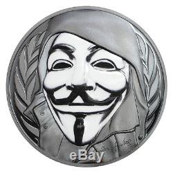 2016 Cook Islands $5 1 oz. Enameled Proof Silver Guy Fawkes Mask In OGP SKU44534