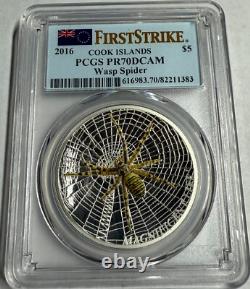 2016 Cook Islands $5 Silver 1 OZ WASP SPIDER PCGS PR70DCAM FIRST STRIKE! RARE