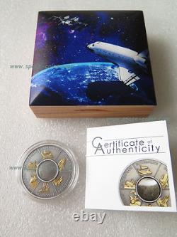2016 Cook Islands, Includes Material of All 6 Space Shuttles! $5 Silver Antique
