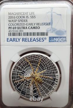2016 Cook Islands Magnificent Life Wasp Spider God Tier Silver Coin NGC PR PF 69