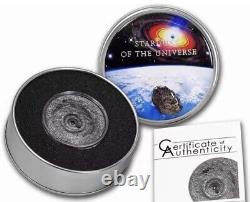 2016 Cook Islands Meteorite crater with Morocco H5 meteorite silver coin