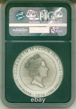 2016 Cook Islands S$2 Gods Of Olympus Demeter 2 Oz Black Core NGC MS70 Antiqued