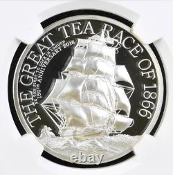2016 Cook Islands S$5 Dollars Great Tea Race of 1866 Silver 150th Ann NGC PF69UC
