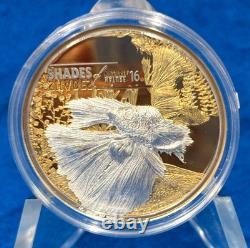 2016 Cook Islands Shades of Nature $5 Dollar Fighting Fish Gilded Silver Proof
