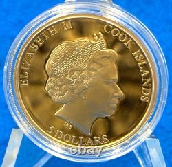2016 Cook Islands Shades of Nature $5 Dollar Fighting Fish Gilded Silver Proof