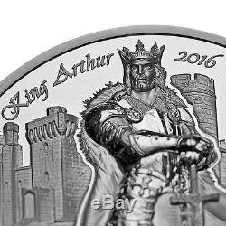 2016 LEGENDS OF CAMELOT KING ARTHUR 2 oz Silver Coin Cook Islands 10$