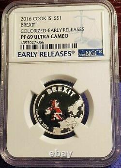 2016 cook islands Brexit. 999 Silver Coin PCGS graded PR69