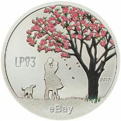 2017 $1 CHERRY BLOSSOM Snow Globes Silver Coin, Cook Islands