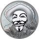 2017 1 Oz Silver $5 HISTORIC GUY FAWKES MASK II Anonymous Coin, Cook Islands