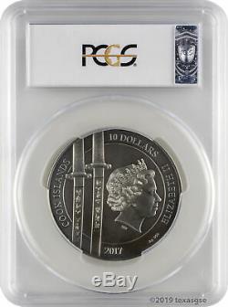 2017 $10 Cook Islands Yi Soon Shin Antiqued 2oz. 999 Silver HR Coin PCGS MS70