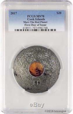 2017 $20 Cook Islands Mars The Red Planet 3 oz. Silver Coin PCGS MS70 FD