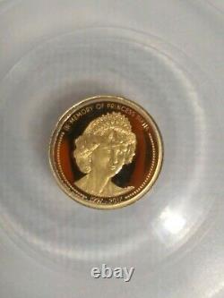 2017 $5 Cook Island Princess Diana 1st Day of Issue PR69DCAM Gold Coin withC. O. A