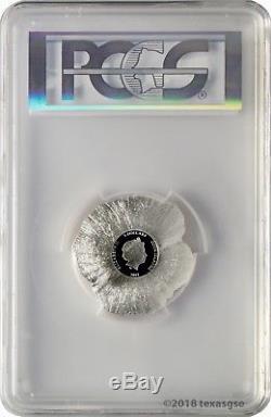 2017 $5 Cook Islands Remembrance Poppy. 999 Silver Coin PCGS PL70 First Day