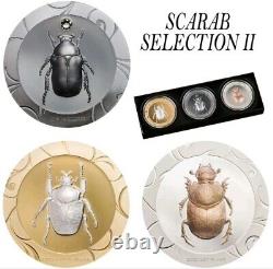 2017 $5 Cook Islands SCARAB SELECTION II PROOF Gilded 3x1 Oz Silver Coins Set