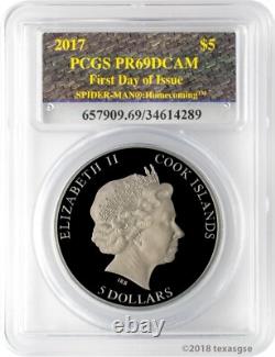 2017 $5 Cook Islands Spider-Man Homecoming 1oz. 999 Silver Coin PCGS PR69DCAM FD