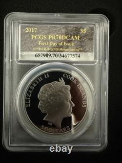 2017 $5 Cook Islands Spider-Man Homecoming First Day Issue 1oz. 999 Silver Coin