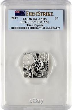 2017 $5 Cook Islands Time Capsule. 999 Silver Coin PCGS PR70DCAM First Strike