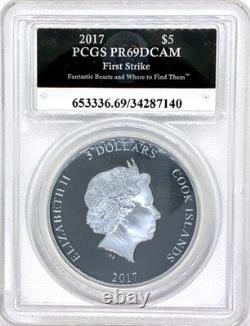 2017 $5 Cook Isles Fantastic Beasts 1 oz. 999 PureSilver Proof PCGS PR69DCAM FS