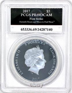2017 $5 Cook Isles Fantastic Beasts 1 oz. 999 PureSilver Proof PCGS PR69DCAM FS