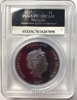 2017 $5 Cook Isles Fantastic Beasts 1 oz. Silver Proof PCGS PR70DCAM FS