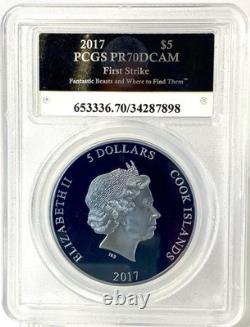 2017 $5 Cook Isles Fantastic Beasts 1 oz. Silver Proof PCGS PR70DCAM FS
