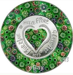 2017 $5 Murrine Millefiori Glass Art series silver coin, Cook Islands