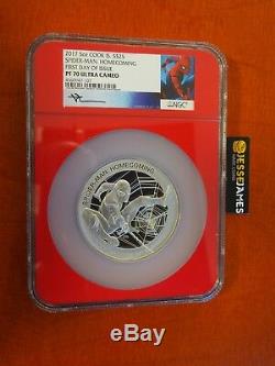 2017 5 Oz Proof Silver Spiderman Ngc Pf70 Mercanti First Day Issue Cook Islands