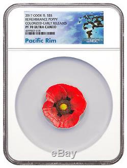 2017 Cook Is Remembrance Poppy Shaped 1 oz Silver $5 NGC PF70 UC ER SKU49400