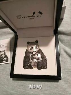 2017 Cook Isl $20 88g HR Antiqued Proof Silver Lucky Panda Shaped Gem Proof OGP