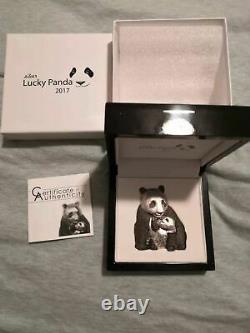 2017 Cook Isl $20 88g HR Antiqued Proof Silver Lucky Panda Shaped Gem Proof OGP