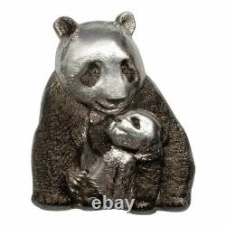 2017 Cook Isl $20 88g HR Antiqued Proof Silver Lucky Panda Shaped Gem Proof OGP