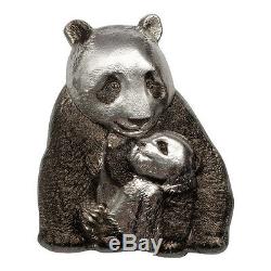 2017 Cook Isl $20 88g HR Antiqued Proof Silver Lucky Panda Shaped OGP SKU45020