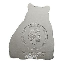 2017 Cook Isl $20 88g HR Antiqued Proof Silver Lucky Panda Shaped OGP SKU45020