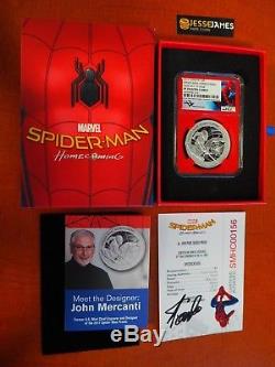 2017 Cook Islands 1 Ounce Silver Spiderman Ngc Pf70 First Day Mercanti Stan Lee