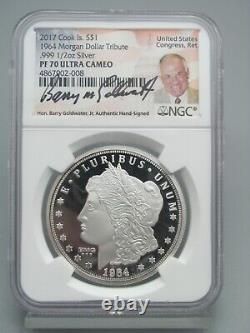 2017 Cook Islands 1964 Morgan Dollar NGC PF 70 Hon Barry Goldwater Jr Label