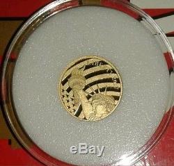 2017 Cook Islands $5.00 1/10 oz. 24 Pure Gold Statue Of Liberty Sealed Coin, COA