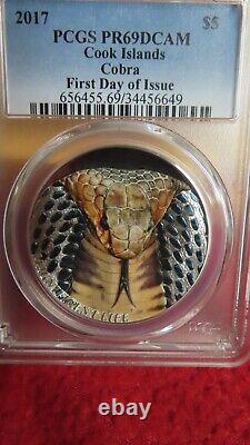 2017 Cook Islands $5 MAGNIFICENT LIFE Cobra PCGS PR69 DCAM Silver