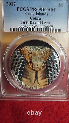 2017 Cook Islands $5 MAGNIFICENT LIFE Cobra PCGS PR69 DCAM Silver