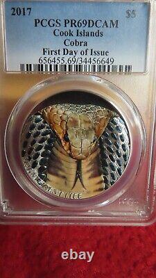 2017 Cook Islands $5 MAGNIFICENT LIFE Cobra PCGS PR69 DCAM Silver