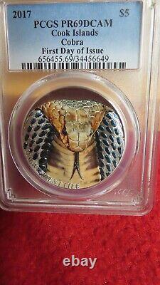 2017 Cook Islands $5 MAGNIFICENT LIFE Cobra PCGS PR69 DCAM Silver