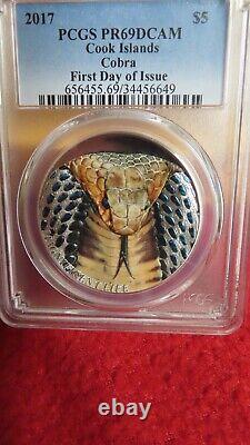 2017 Cook Islands $5 MAGNIFICENT LIFE Cobra PCGS PR69 DCAM Silver