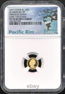 2017 Cook Islands $5 Proof. 9999 Gold Princess Diana NGC PF 70 ULTRA CAMEO